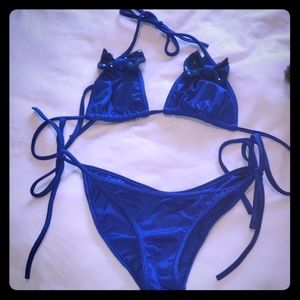 Women's bright blue bikini